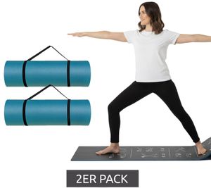 2-Pack FERRINO Yoga Mat, Non-Slip Fitness Mat, Gymnastics Mat, 186 x 61 cm, Value Pack 11114, Blue/Black