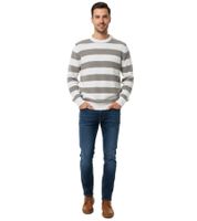 Stylischer ESPRIT Herren Strick-Pullover mit Streifen Rundhals-Sweater Baumwoll-Pullover in Dunkelblau/Rosa, Weiß/Grau oder Dunkelblau/Weiß