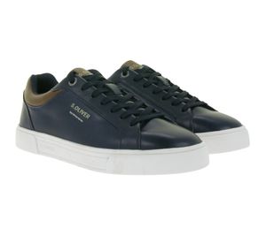 Zapatillas bajas s.Oliver para hombre con logotipo grabado, zapatos de piel auténtica 5-13604-43 805 Azul oscuro