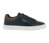 Zapatillas bajas s.Oliver para hombre con logotipo grabado, zapatos de piel auténtica 5-13604-43 805 Azul oscuro
