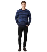 Elegante maglione da uomo ESPRIT in maglia con motivo a onde, girocollo, in cotone, grigio o blu