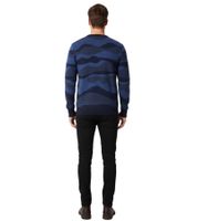 Elegante maglione da uomo ESPRIT in maglia con motivo a onde, girocollo, in cotone, grigio o blu