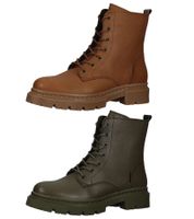 Hochwertige BULLBOXER Stiefelette Schnürschuhe für Damen 610504E6LC in Khaki oder Braun