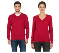 Stylish Unisex V-Neck Knit Sweater in Premium Cotton 002 Red