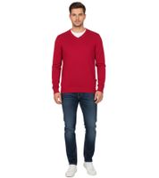 Stylish Unisex V-Neck Knit Sweater in Premium Cotton 002 Red