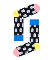 1 Paar Happy Socks Milk Herren Socken mit Allover Milch-Print Baumwoll-Socken Alltags-Strümpfe 01-9300 Schwarz/Bunt