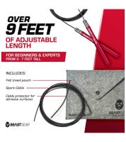 3er Sparpack BEASTGEAR Elite Premium-Aluminium-Springseil 3m Speed-Fitness-Springseil für fortgeschrittene Fitness Boxen, MMA, HIIT, Krafttraining und Double Unders Workout Rot/Schwarz