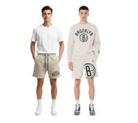 Hollister X NBA Sweat Shorts with Team Logo Print, Cotton Tracksuit Bottoms 328-278-0257-401, Brooklyn Nets in Beige or Milwaukee Bucks in Taupe