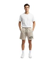 Hollister X NBA Sweat Shorts with Team Logo Print, Cotton Tracksuit Bottoms 328-278-0257-401, Brooklyn Nets in Beige or Milwaukee Bucks in Taupe