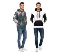 Hollister X Social Tourist Herren Hoodie mit Kapuze Baumwoll-Pullover Oversized 365-352-000 in Weiß/Schwarz oder im Batik-Look Grün/Rosa