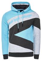 Sportlicher Hoodie für Herren im Color-Blocking-Style Kapuzen-Pullover Sweater 4727 Türkis/Grau Melange/Anthrazit