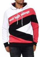 Sportlicher Hoodie für Herren im Color-Blocking-Style Kapuzen-Pullover Sweater 4727 Weiß/Rot/Schwarz