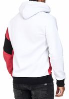 Sportlicher Hoodie für Herren im Color-Blocking-Style Kapuzen-Pullover Sweater 4727 Weiß/Rot/Schwarz