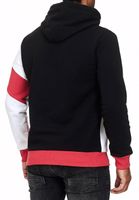 Sportlicher Hoodie für Herren im Color-Blocking-Style Kapuzen-Pullover Sweater 4727 Schwarz/Weiß/Rot