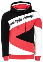 Sportlicher Hoodie für Herren im Color-Blocking-Style Kapuzen-Pullover Sweater 4727 Schwarz/Weiß/Rot