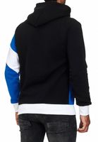 Sweat à capuche sportif pour homme, style color-block, modèle 4727 Noir/Bleu roi/Blanc