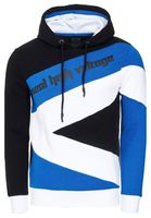 Sweat à capuche sportif pour homme, style color-block, modèle 4727 Noir/Bleu roi/Blanc