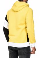 Sportlicher Hoodie für Herren im Color-Blocking-Style Kapuzen-Pullover Sweater 4727 Gelb/Schwarz/Weiß