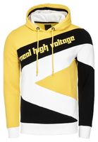 Sportlicher Hoodie für Herren im Color-Blocking-Style Kapuzen-Pullover Sweater 4727 Gelb/Schwarz/Weiß