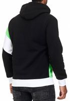 Sportlicher Hoodie für Herren im Color-Blocking-Style Kapuzen-Pullover Sweater 4727 Schwarz/Neon Grün/Weiß