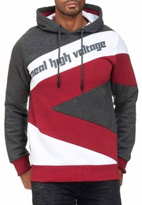 Sportlicher Hoodie für Herren im Color-Blocking-Style Kapuzen-Pullover Sweater 4727 Anthrazit/Weiß/Bordeaux