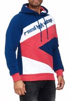 Sportlicher Hoodie für Herren im Color-Blocking-Style Kapuzen-Pullover Sweater 4727 Navy/Weiß/Rot