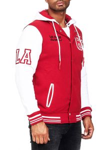 Sweat-shirt à capuche décontracté pour homme, style universitaire, 6876-1 Rouge/Blanc