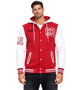 Sudadera/suéter con capucha estilo universitario informal para hombre 6876-1 Rojo/Blanco