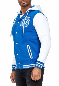Sweat-shirt à capuche décontracté pour homme, style universitaire, 6876-1 Bleu royal/Blanc