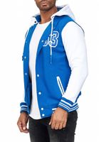 Sweat-shirt à capuche décontracté pour homme, style universitaire, 6876-1 Bleu royal/Blanc