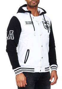 Sweat-shirt à capuche décontracté pour homme, style universitaire, réf. 6876-1 Blanc/Noir