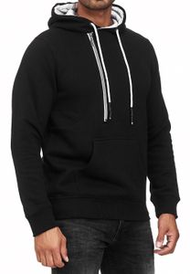 Trendiger Kapuzen-Pullover für Herren mit seitlichem Reißverschluss Hoodie Sweater 7006 Schwarz