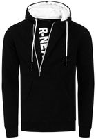 Trendiger Kapuzen-Pullover für Herren mit seitlichem Reißverschluss Hoodie Sweater 7006 Schwarz