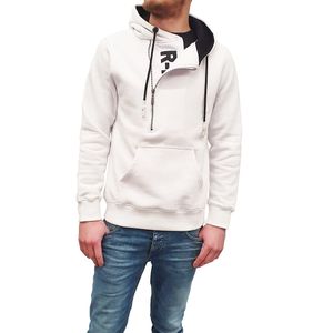 Trendiger Kapuzen-Pullover für Herren mit seitlichem Reißverschluss Hoodie Sweater 7006 Weiß