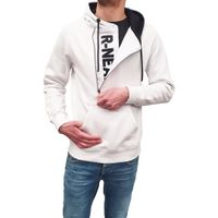 Trendiger Kapuzen-Pullover für Herren mit seitlichem Reißverschluss Hoodie Sweater 7006 Weiß