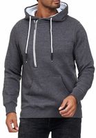 Trendiger Kapuzen-Pullover für Herren mit seitlichem Reißverschluss Hoodie Sweater 7006 Anthrazit Melange