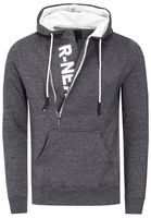 Trendiger Kapuzen-Pullover für Herren mit seitlichem Reißverschluss Hoodie Sweater 7006 Anthrazit Melange