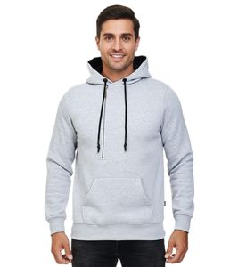 Pull à capuche tendance pour homme avec fermeture éclair latérale, modèle 7006 gris chiné