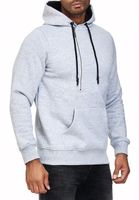 Trendiger Kapuzen-Pullover für Herren mit seitlichem Reißverschluss Hoodie Sweater 7006 Grau Melange