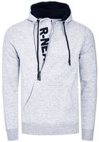 Trendiger Kapuzen-Pullover für Herren mit seitlichem Reißverschluss Hoodie Sweater 7006 Grau Melange