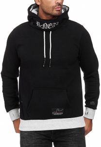 Markanter Kapuzen-Pullover für Herren mit modernem Schnitt Hoodie Sweater 9325 Schwarz