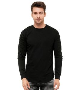 Urban men's sweatshirt with ribbed sleeve design, pullover sweater 19056, black