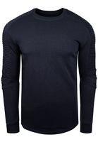 Urbanes Sweatshirt für Herren mit geripptem Ärmeldesign Pullover Sweater 19056 Marine-Blau