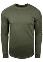 Urbanes Sweatshirt für Herren mit geripptem Ärmeldesign Pullover Sweater 19056 Khaki