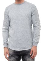Urbanes Sweatshirt für Herren mit geripptem Ärmeldesign Pullover Sweater 19056 Grau Melange