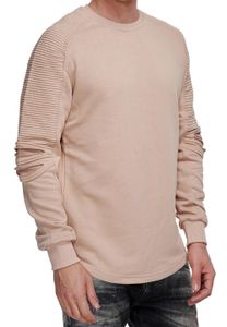 Urbanes Sweatshirt für Herren mit geripptem Ärmeldesign Pullover Sweater 19056 Hell Braun