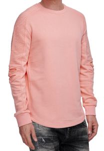 Urbanes Sweatshirt für Herren mit geripptem Ärmeldesign Pullover Sweater 19056 Rosa