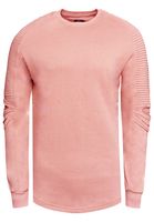 Urbanes Sweatshirt für Herren mit geripptem Ärmeldesign Pullover Sweater 19056 Rosa