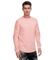 Urbanes Sweatshirt für Herren mit geripptem Ärmeldesign Pullover Sweater 19056 Rosa