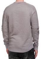 Urbanes Sweatshirt für Herren mit geripptem Ärmeldesign Pullover Sweater 19056 Dunkel Grau